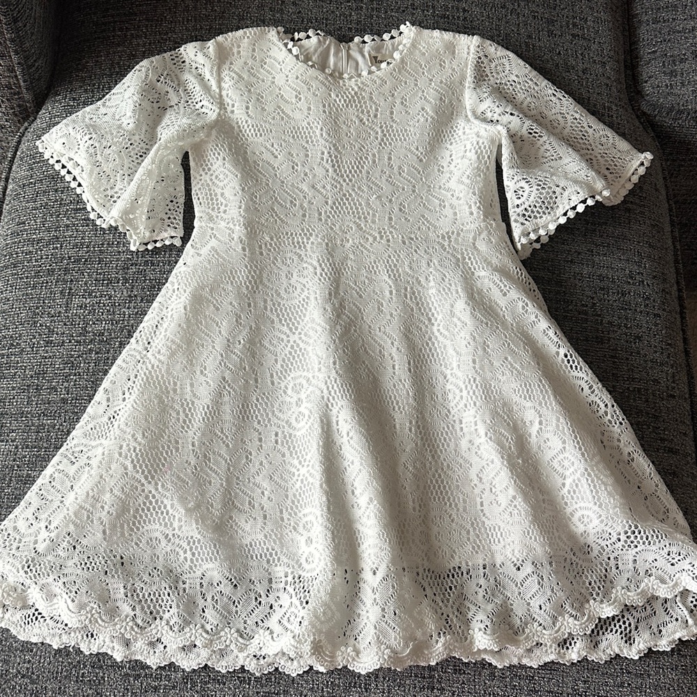 Girls' White Lace Fit-and-Flare Formal Dress
